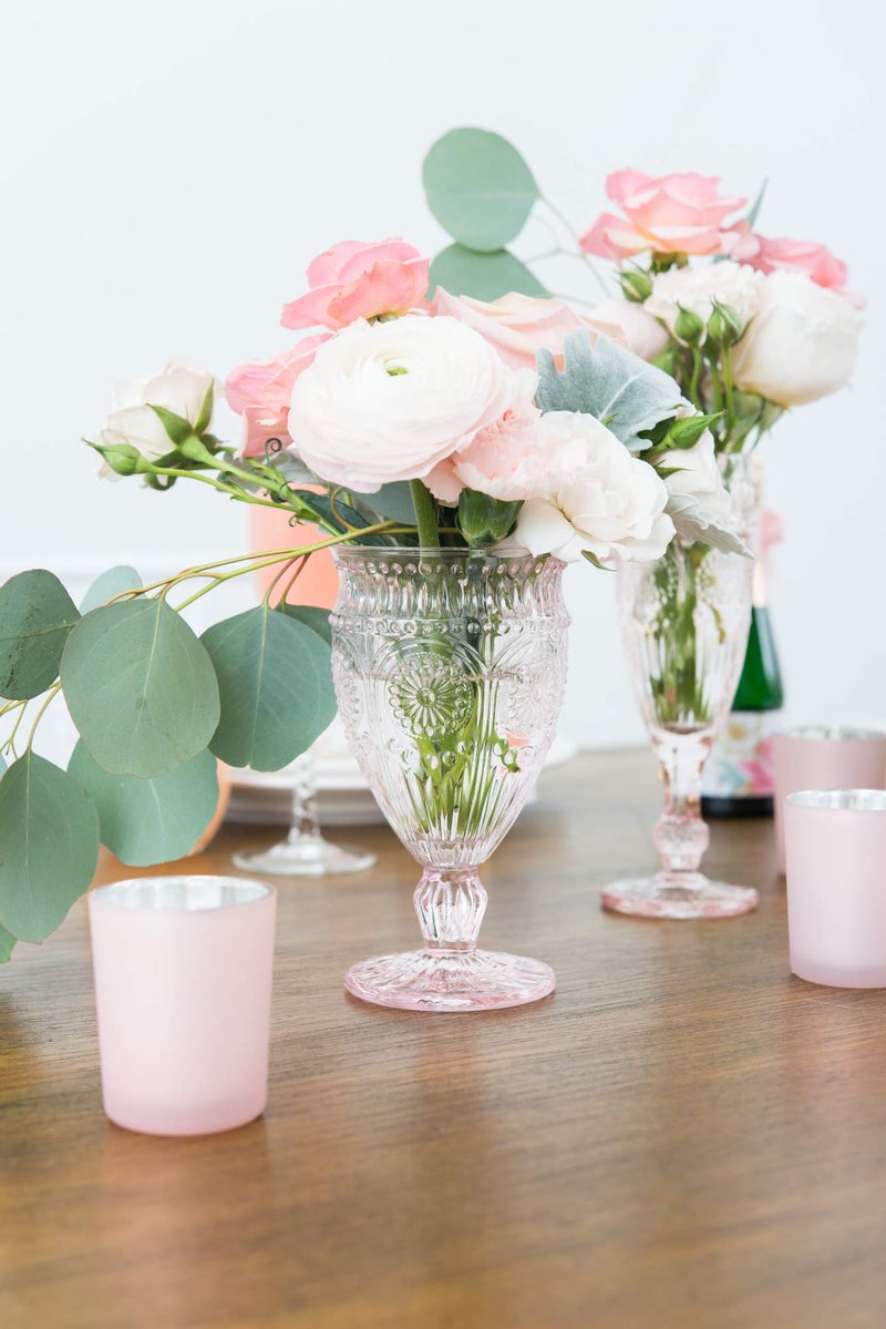 Weddingstar Vintage Inspired Pressed Glass Goblet, Blush Pink, 10 fluid ounces - Image 2